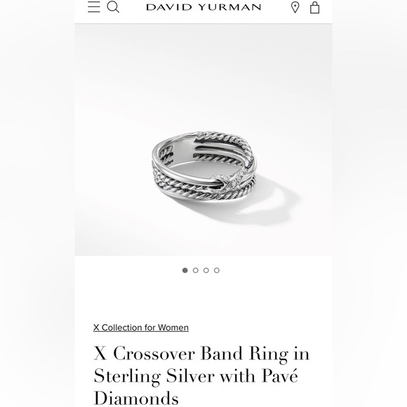 David Yurman X Crossover Band Ring in Sterling Silver with Pavé Diamonds - Picture 9 of 9